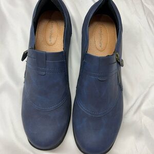 Blue Slip-On Shoes with Zipper Detail